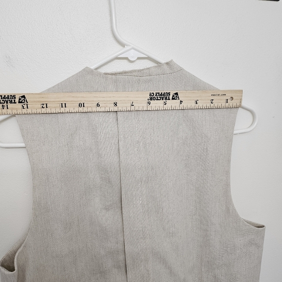 New ZARA WOMAN V-NECK ZW COLLECTION ASYMMETRIC STRIPED WAISTCOAT SAND Size S - Picture 10 of 13